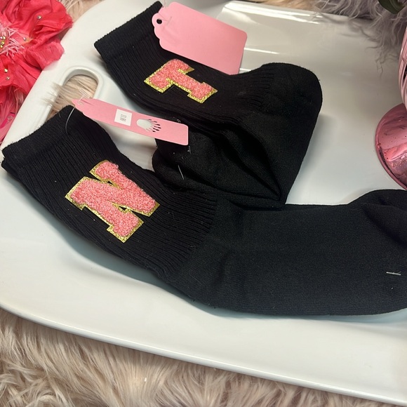 WOMENS BLACK VARSITY LETTER SOCKS - Picture 3 of 3